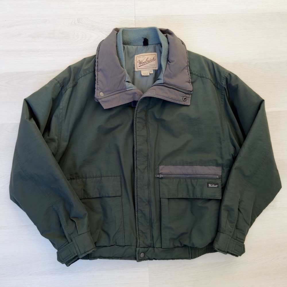 VTG Woolrich Bomber Jacket Mens Medium Green Heritage Outdoor Gorpcore Utility